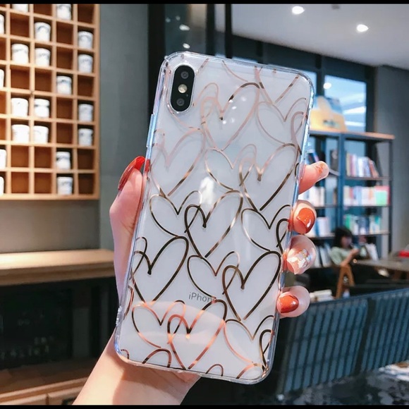 Clear iPhone 11 / XI Case w/ Rose Gold Heart Case - Picture 12 of 13